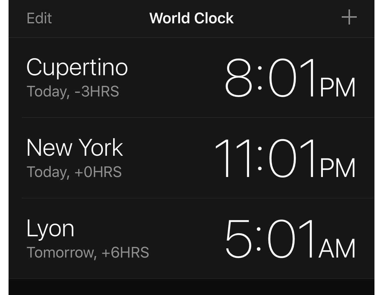 A World Clock App Showing Time in Different Countries