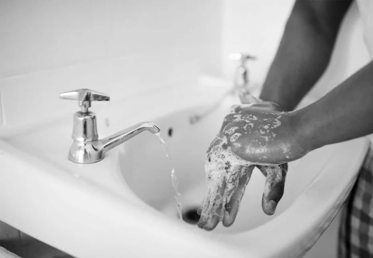 A man washing his hands