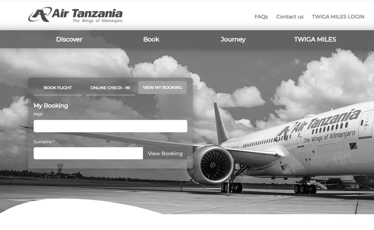 Air Tanzania Website