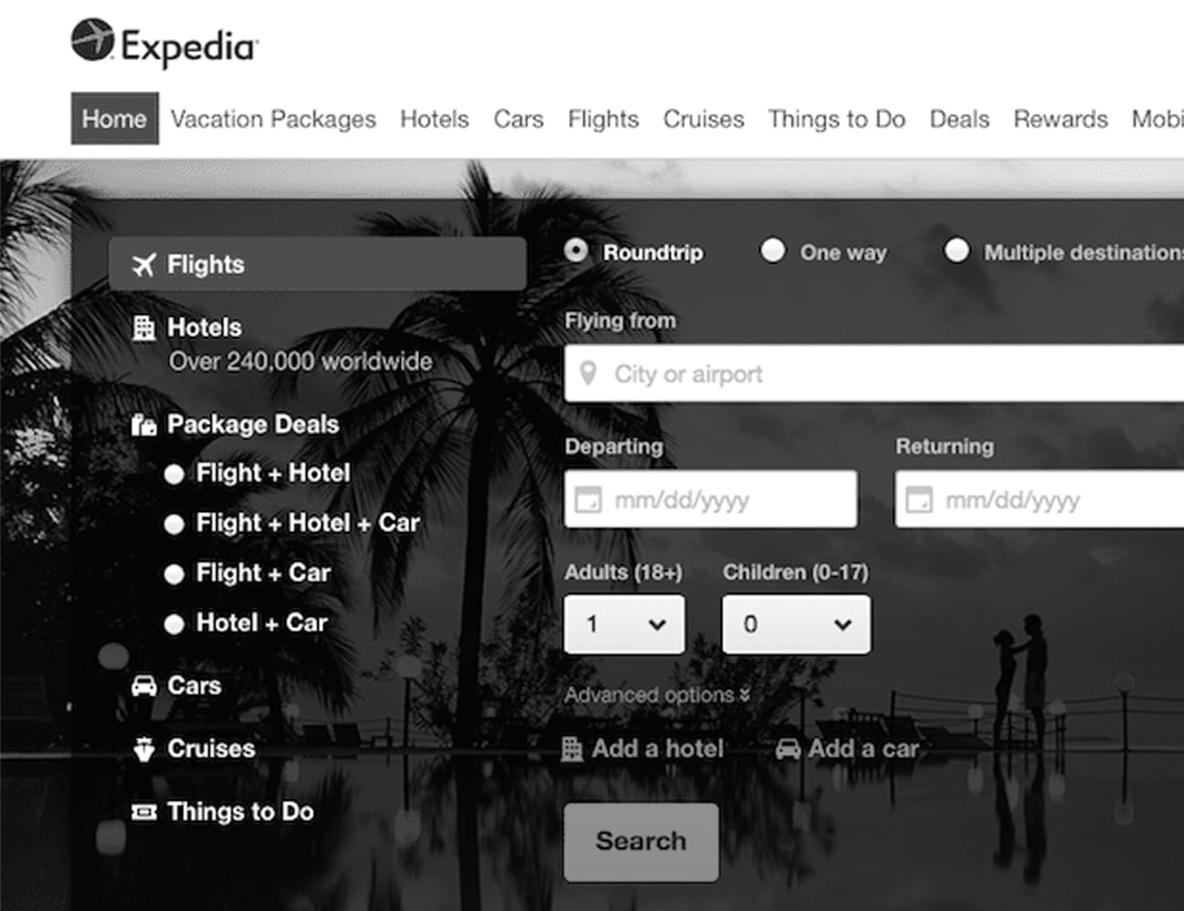 Expedia Flight Booking Website