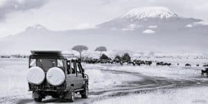 Tourist SUV at Kilimanjaro National park