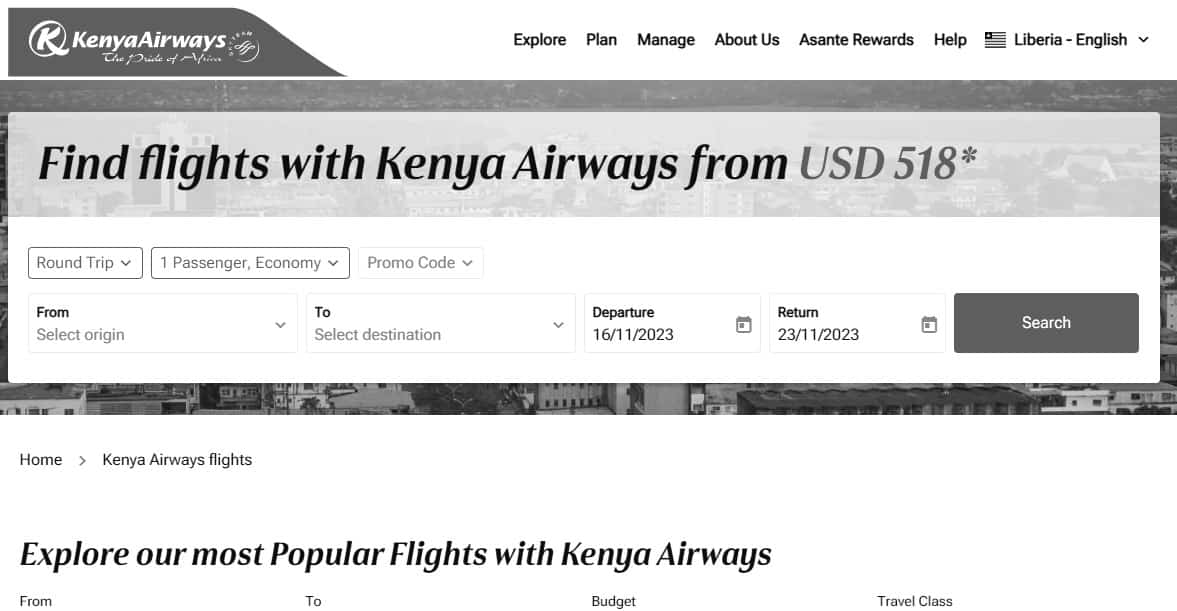 Kenya Airways Official Website