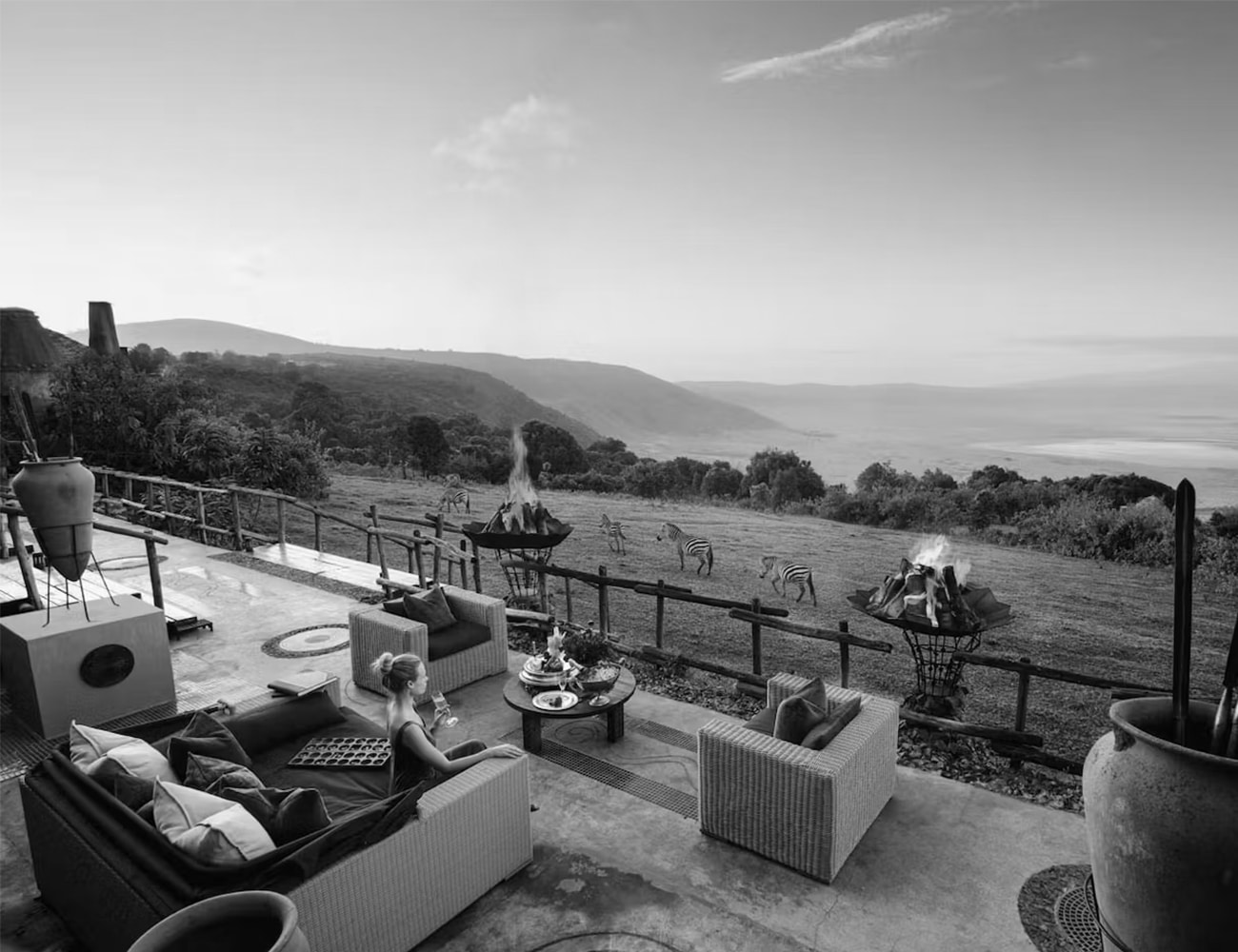 Lodge and Fireplace at Ngorongoro Crater Lodge