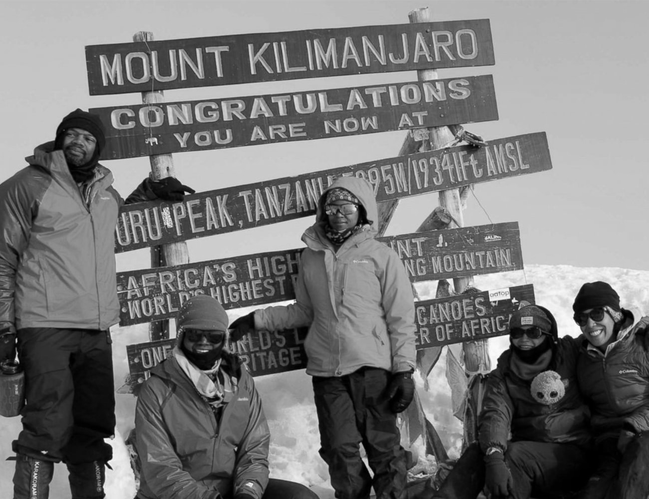 People at the Peak of Mount Kilimanjaro