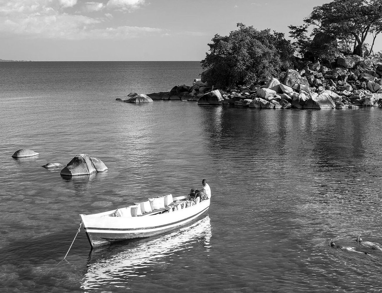 People on a Boat in Lake Malawi