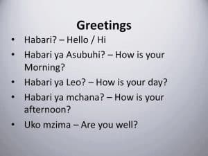 Translation of Swahili Greetings into English