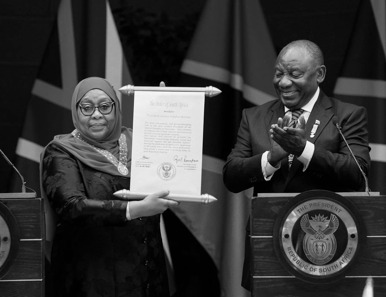 Tanzanian President and South Africa President at a National Event