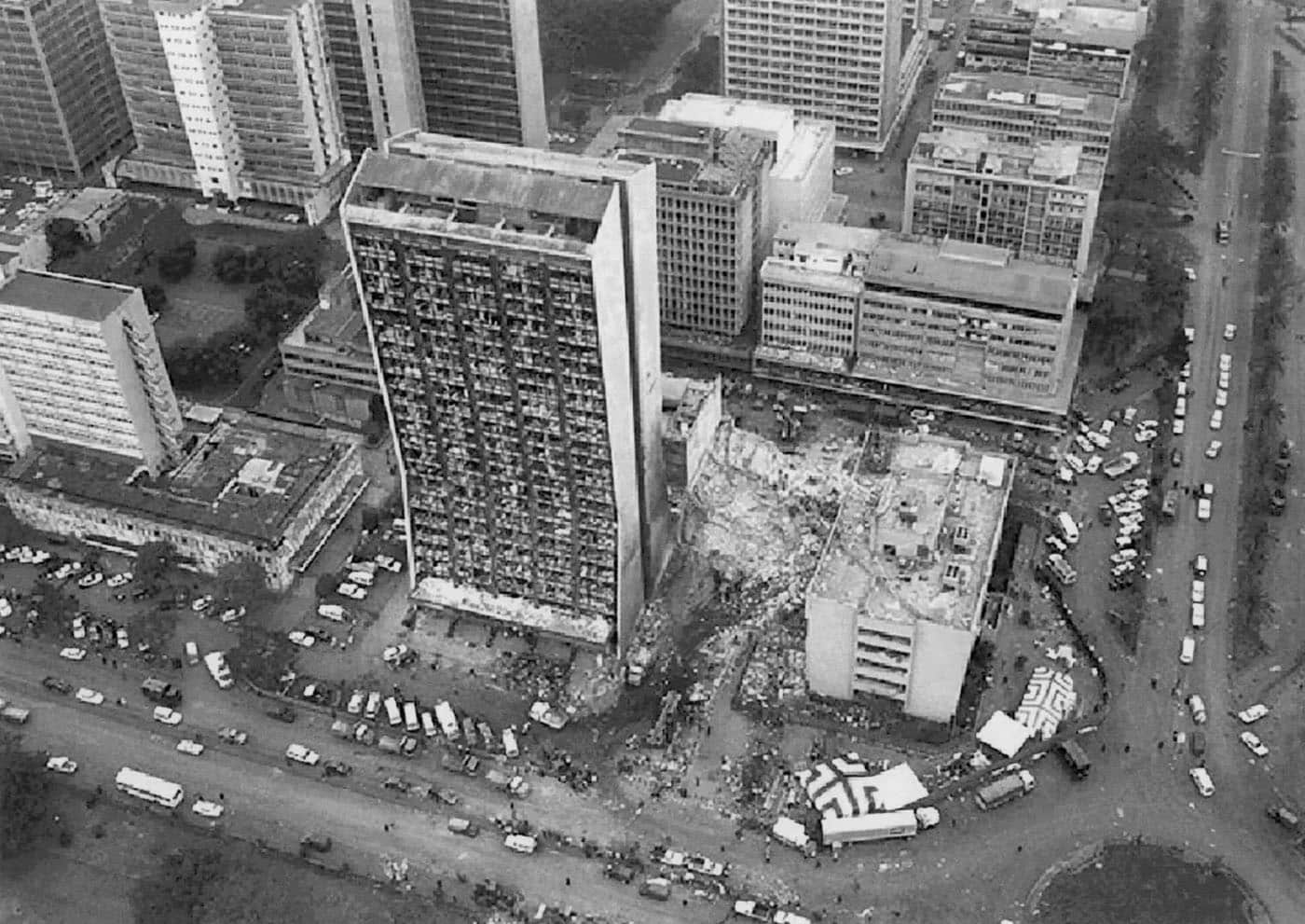 The bomb site of the attack on the U.S. Embassy in Nairobi, Africa on August 7, 1998