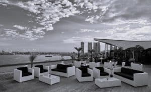Lounge on a top decker of Hyatt Regency Dar es salaam with a sea view
