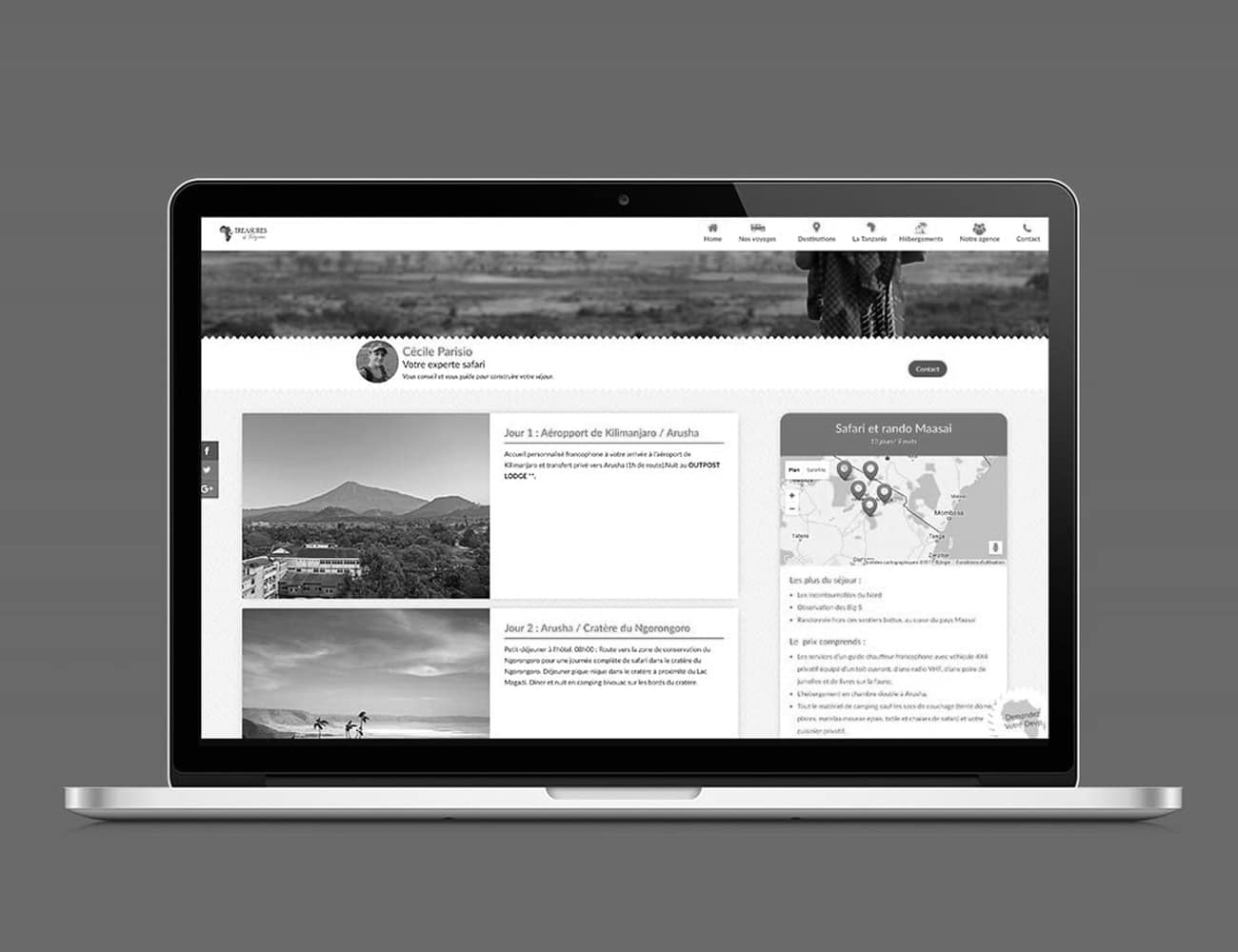 A Laptop showing a Tanzanian Travel Agency Website