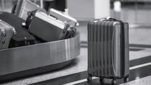 Luggage on a conveyor belt at the airport