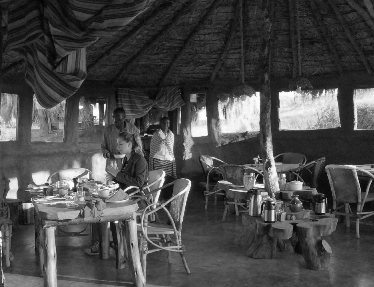 Dining at the Original Maasai Lodge