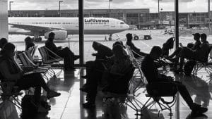 Passengers waiting to connect flights at the Airport