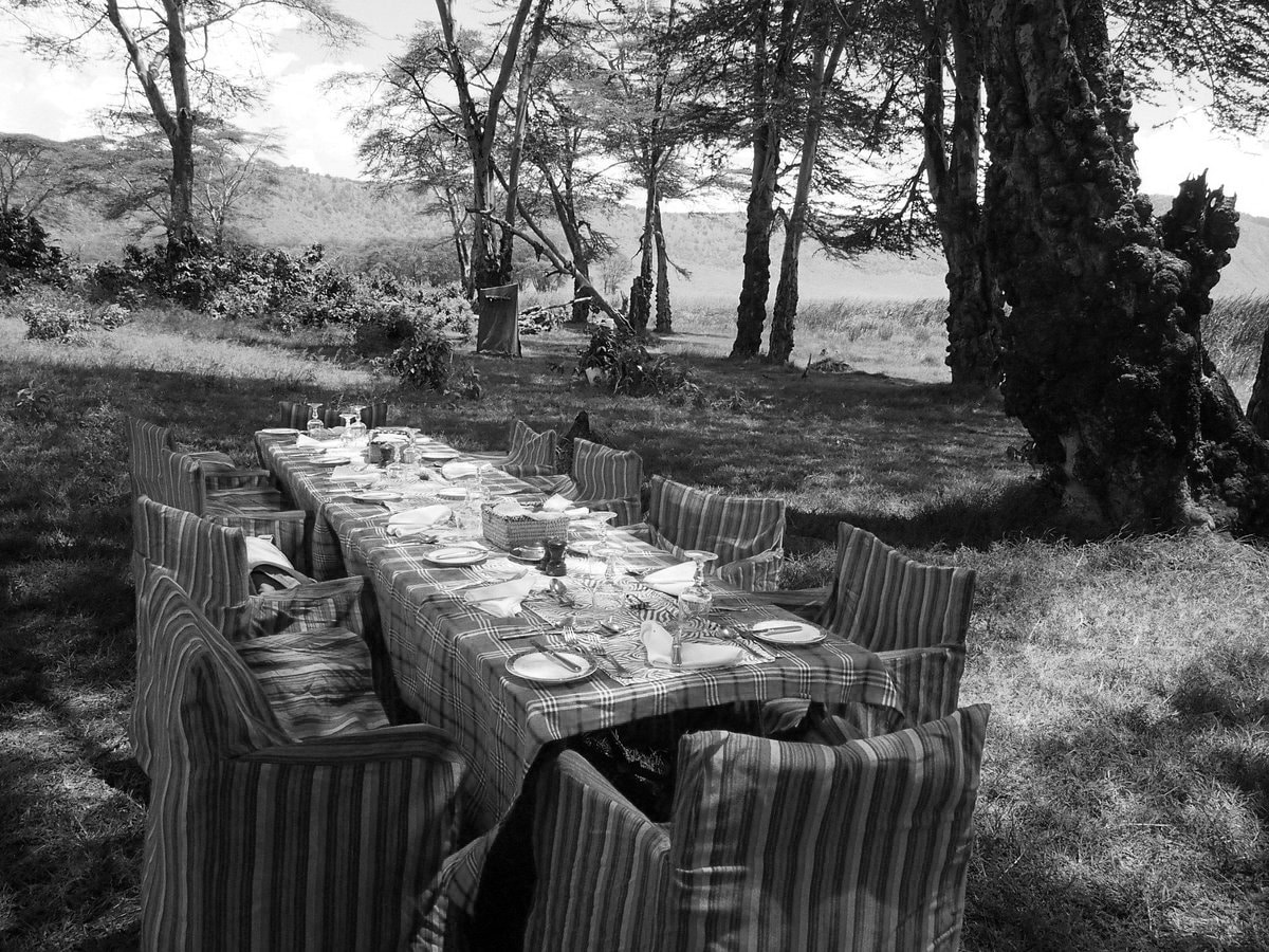 Outdoor dining at Ngorongoro Crater Lodge