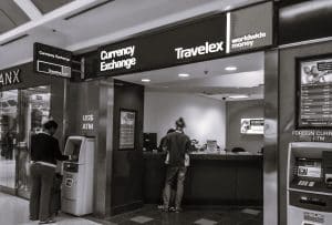 Currency exchange office at the airport