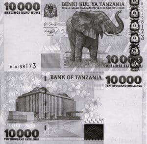10,000 shillings Tanzanian Banknotes