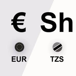 Euro and Tanzanian Shilling currency symbols