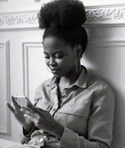 African woman using a smartphone